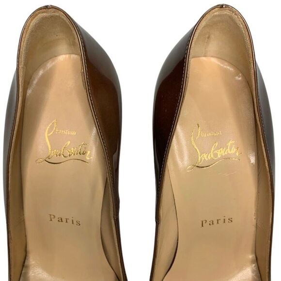 Christian Louboutin Patent Leather Shimmery Brown High Heels EU 37 US 7 Pumps - Picture 4 of 9